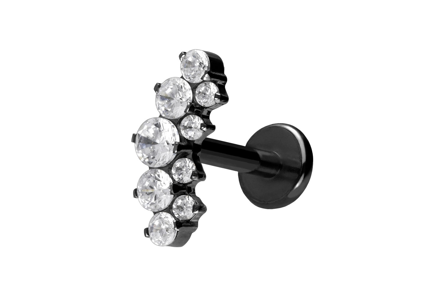 Titan Labret Piercing mit Push Fit KRISTALLBOGEN
